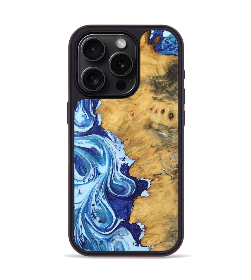 iPhone 15 Pro Wood Phone Case - Sandy (Blue, 726032)