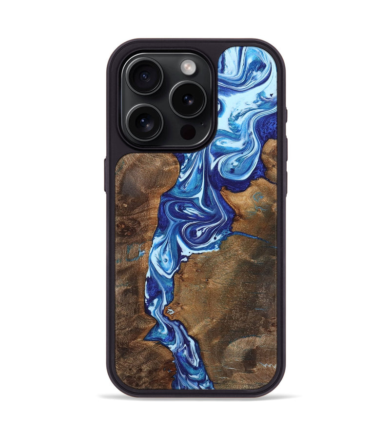 iPhone 15 Pro Wood Phone Case - Roger (Blue, 726037)