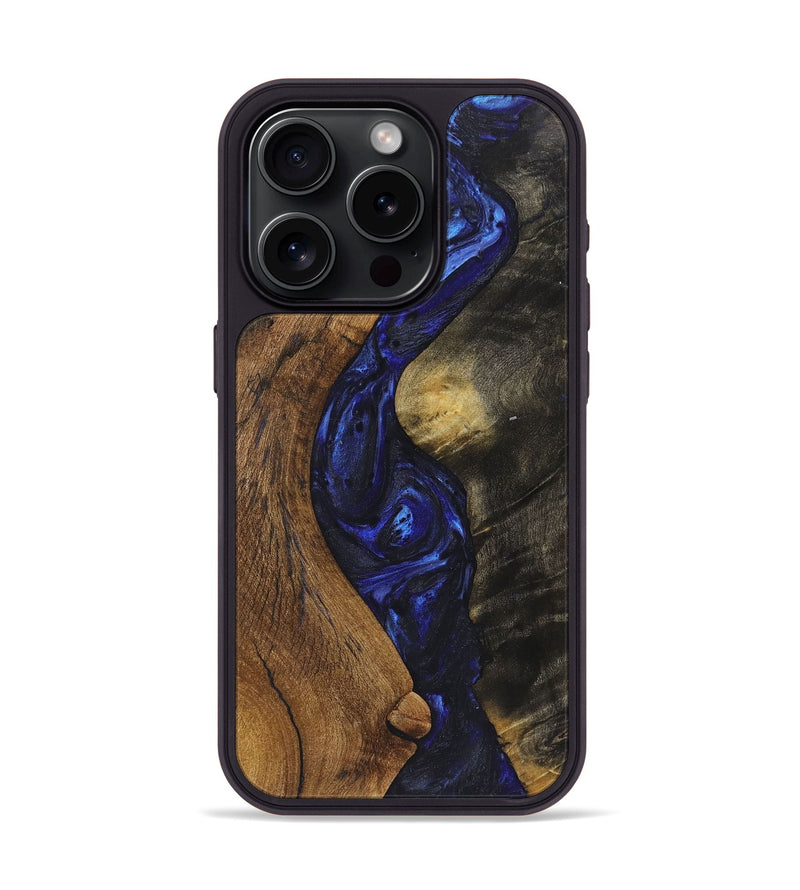 iPhone 15 Pro Wood Phone Case - Maureen (Blue, 726043)