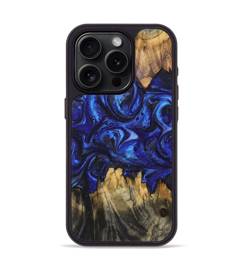 iPhone 15 Pro Wood Phone Case - Malaysia (Blue, 726048)