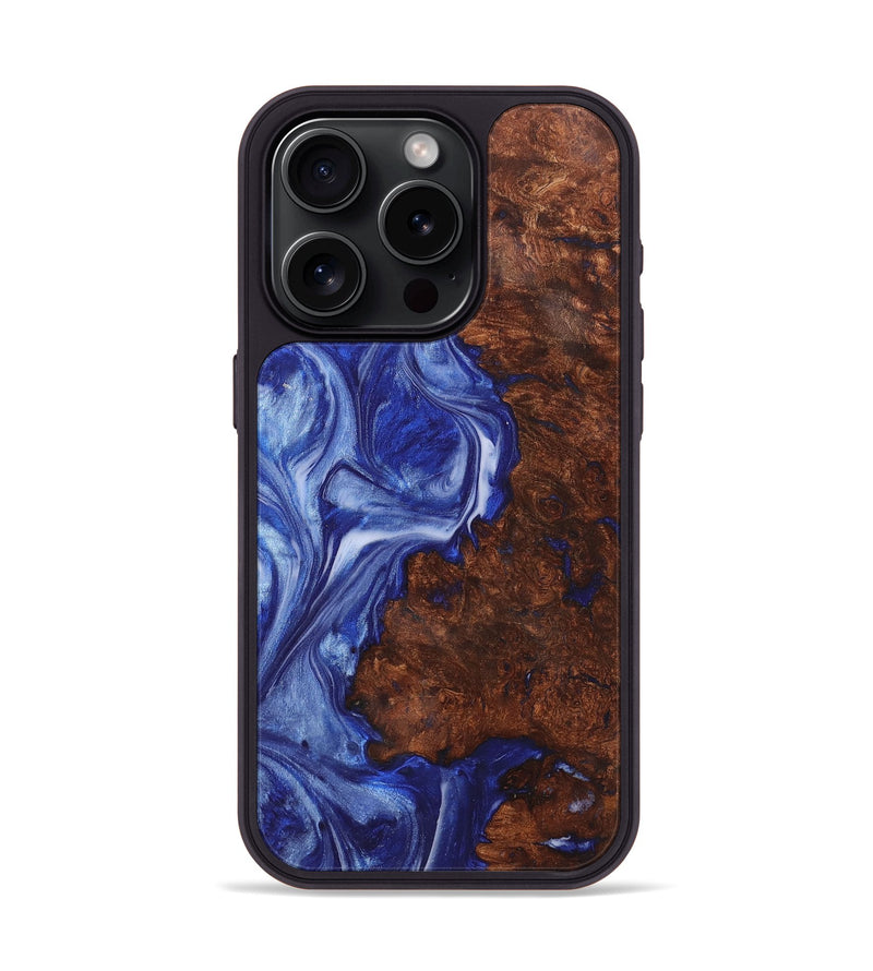 iPhone 15 Pro Wood Phone Case - Shayla (Blue, 726052)