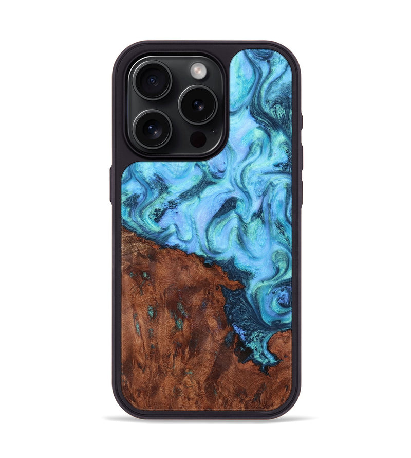 iPhone 15 Pro Wood Phone Case - Lisa (Blue, 726056)