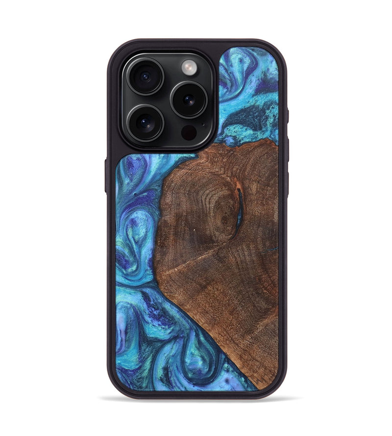 iPhone 15 Pro Wood Phone Case - Joe (Blue, 726058)