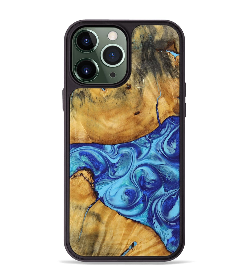 iPhone 13 Pro Max Wood Phone Case - Issac (Blue, 726059)