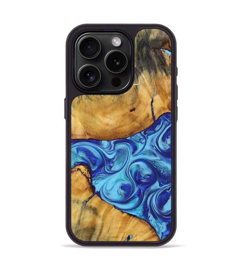 iPhone 15 Pro Wood Phone Case - Issac (Blue, 726059)