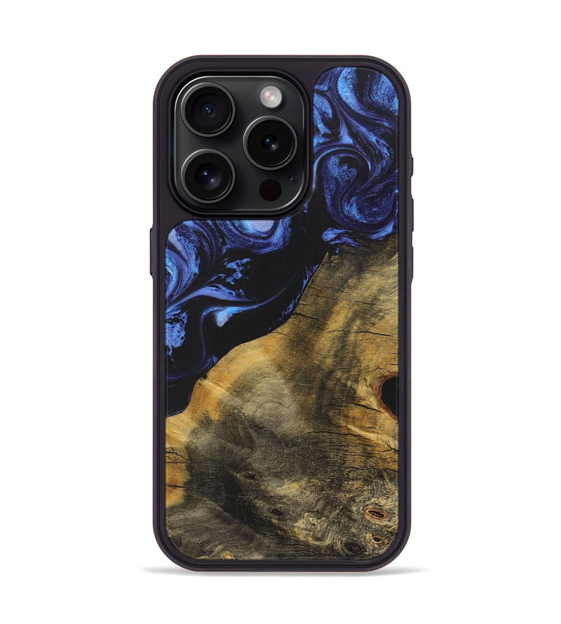 iPhone 15 Pro Wood Phone Case - Katlyn (Blue, 726060)