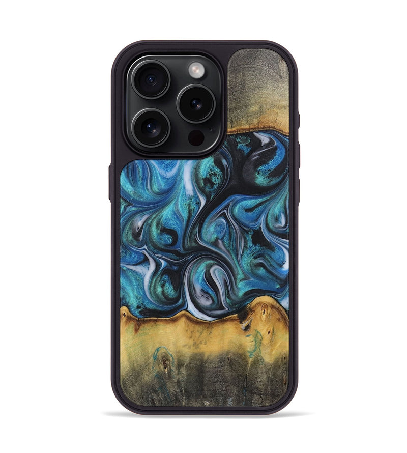 iPhone 15 Pro Wood Phone Case - Tyler (Blue, 726065)