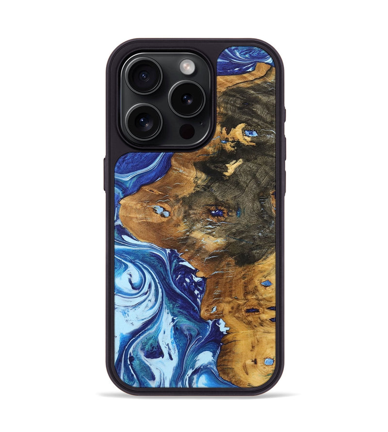 iPhone 15 Pro Wood Phone Case - Latonya (Blue, 726072)