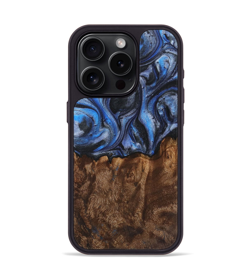 iPhone 15 Pro Wood Phone Case - Geraldine (Blue, 726074)