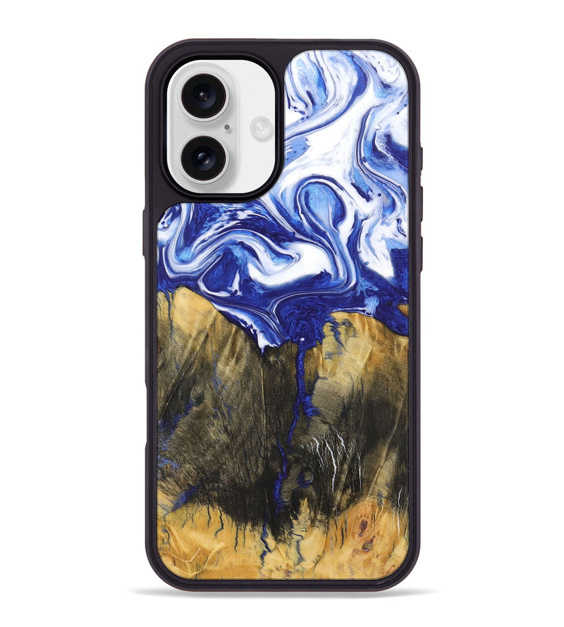 iPhone 16 Plus Wood Phone Case - Tierra (Blue, 726076)