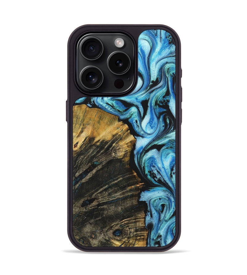 iPhone 15 Pro Wood Phone Case - Kierra (Blue, 726088)