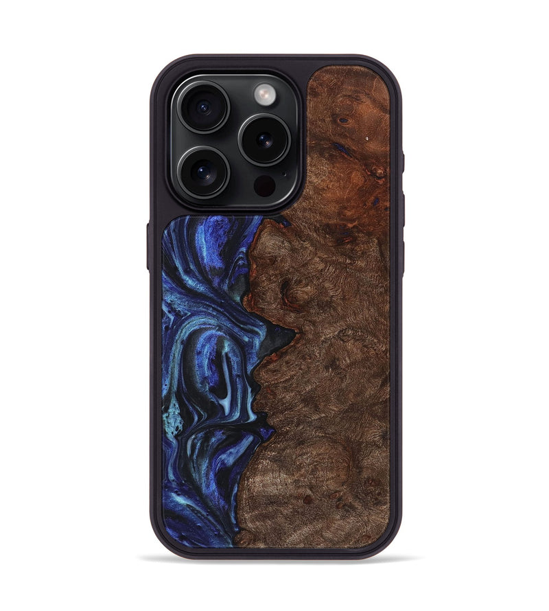 iPhone 15 Pro Wood Phone Case - Kaelyn (Blue, 726091)