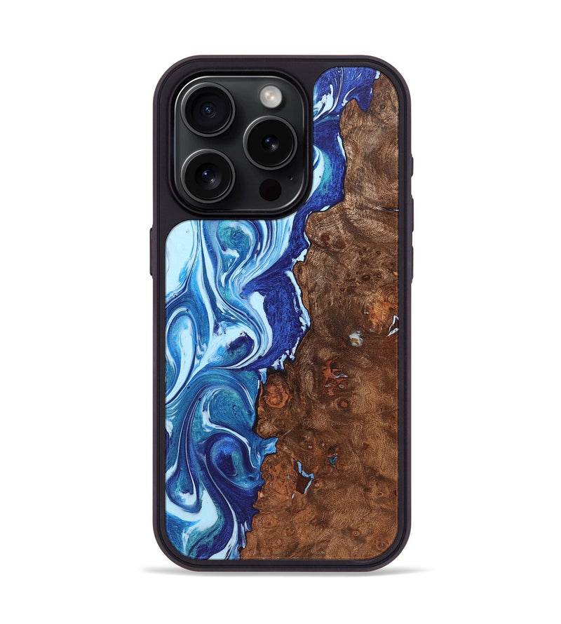 iPhone 15 Pro Wood Phone Case - Suzanne (Blue, 726094)