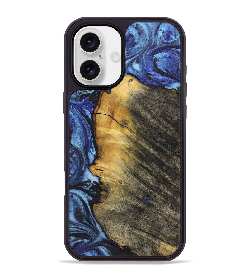 iPhone 16 Plus Wood Phone Case - Nico (Blue, 726096)