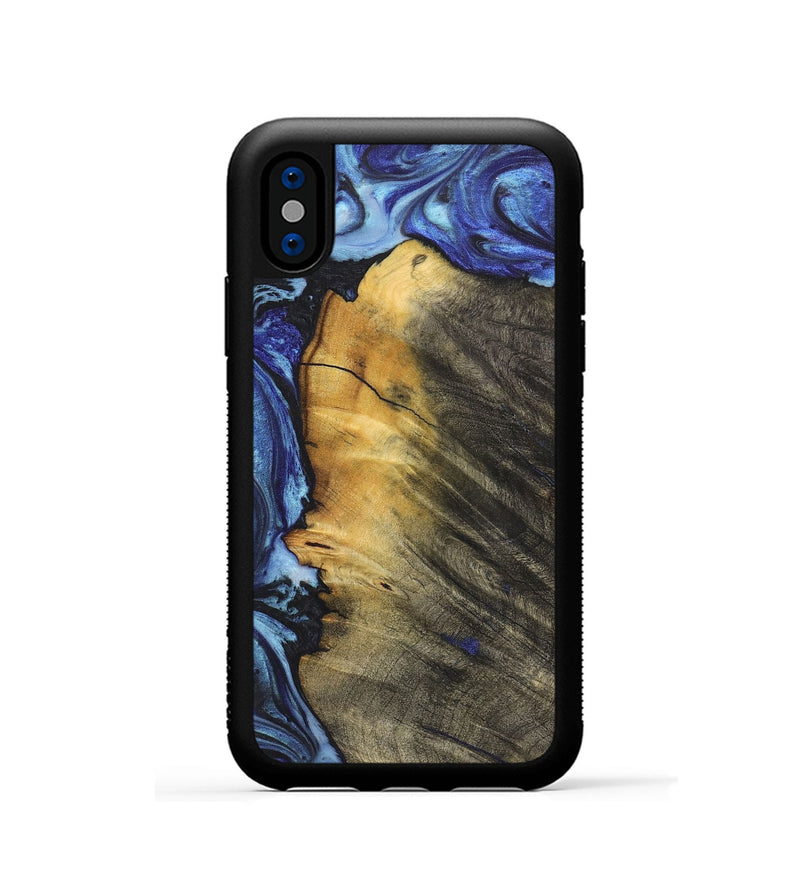 iPhone Xs Wood Phone Case - Nico (Blue, 726096)