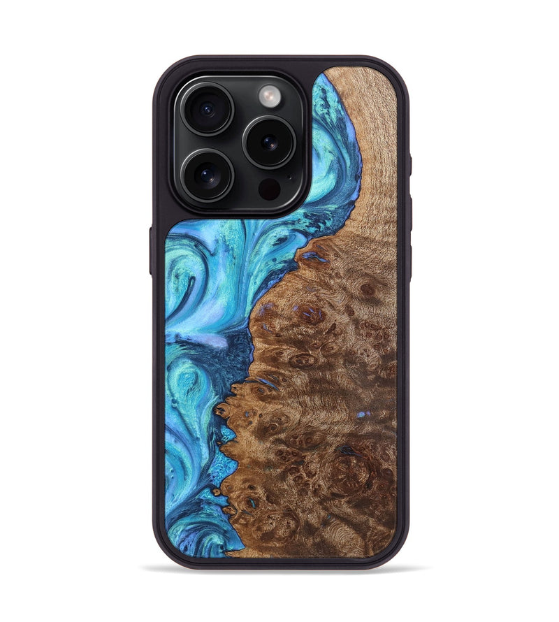 iPhone 15 Pro Wood Phone Case - Samantha (Blue, 726099)