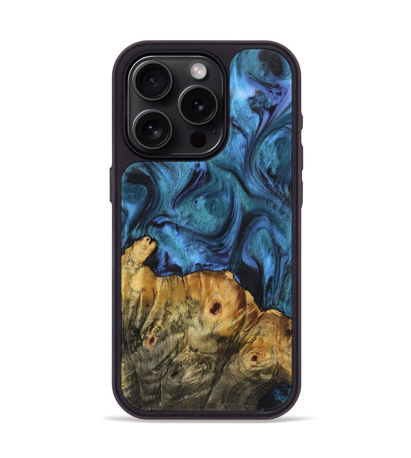 iPhone 15 Pro Wood Phone Case - Braylon (Blue, 726105)