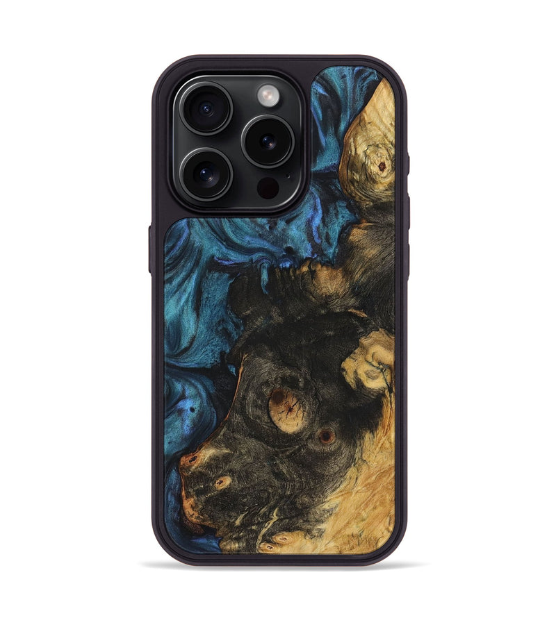 iPhone 15 Pro Wood Phone Case - Wren (Blue, 726109)