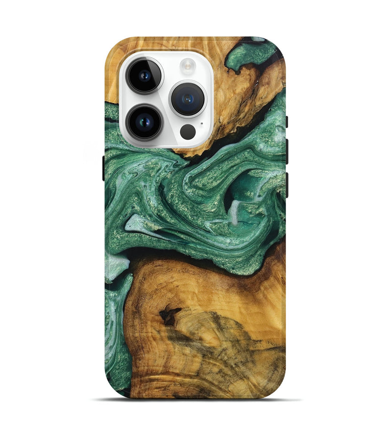 iPhone 15 Pro Wood Live Edge Phone Case - Janelle (Green, 726534)