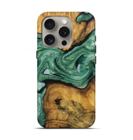 iPhone 16 Pro Wood Live Edge Phone Case - Janelle (Green, 726534)