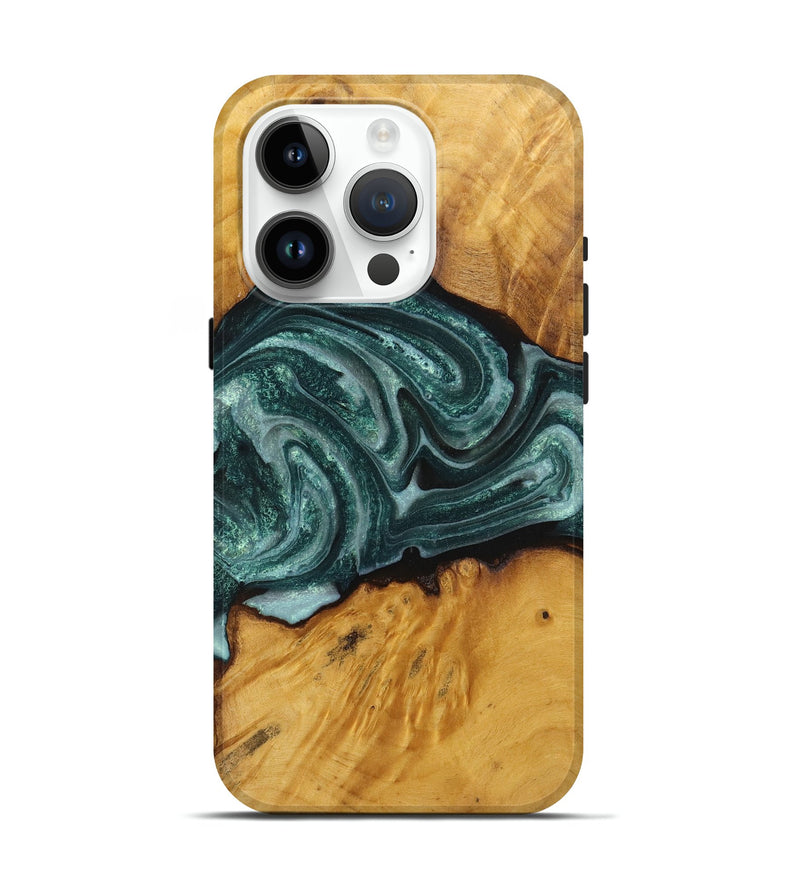 iPhone 15 Pro Wood Live Edge Phone Case - Daisy (Green, 726536)