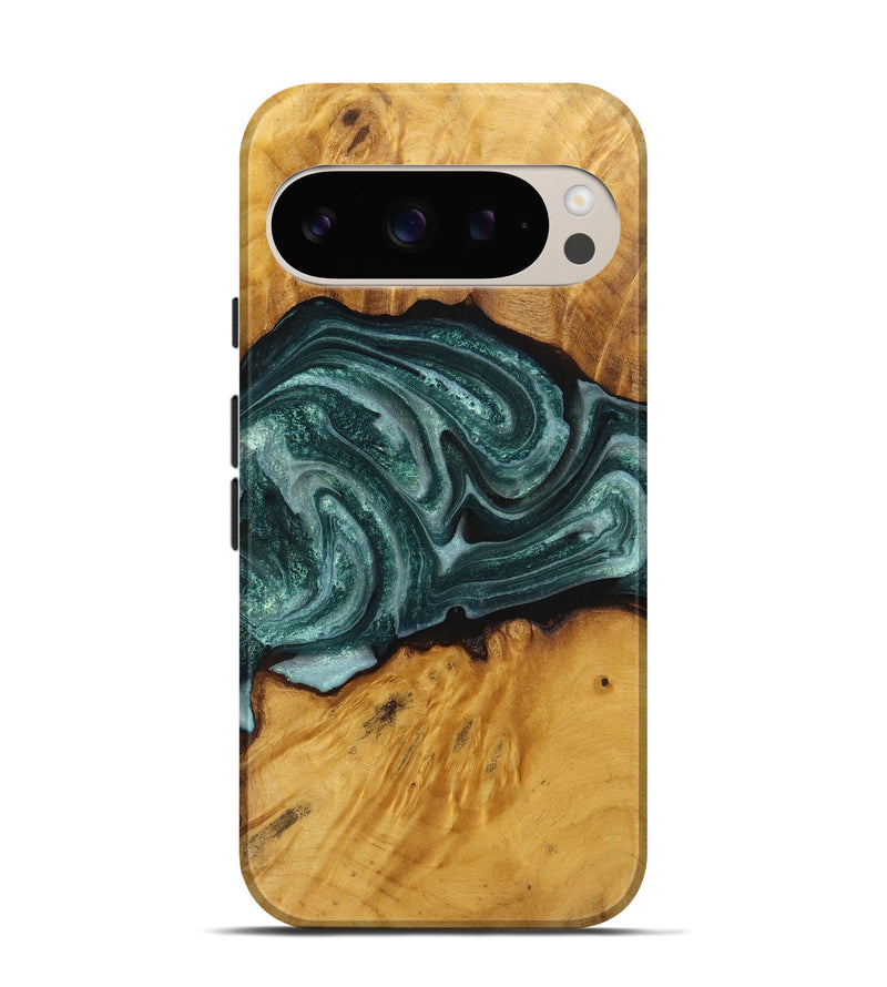 Pixel 9 Pro Wood Live Edge Phone Case - Daisy (Green, 726536)