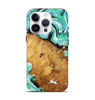 iPhone 15 Pro Wood Live Edge Phone Case - Maxine (Green, 726537)