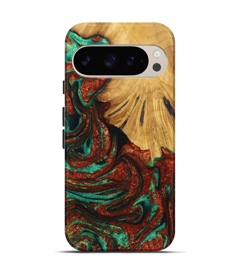 Pixel 9 Pro Wood Live Edge Phone Case - Penelope (Green, 726538)