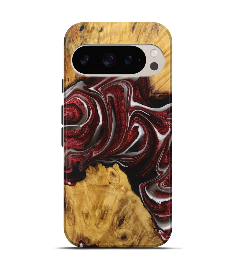 Pixel 9 Pro Wood Live Edge Phone Case - Estelle (Red, 726541)