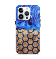 iPhone 15 Pro Wood Live Edge Phone Case - Jalen (Blue, 726614)