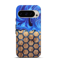 Pixel 9 Pro Wood Live Edge Phone Case - Jalen (Blue, 726614)