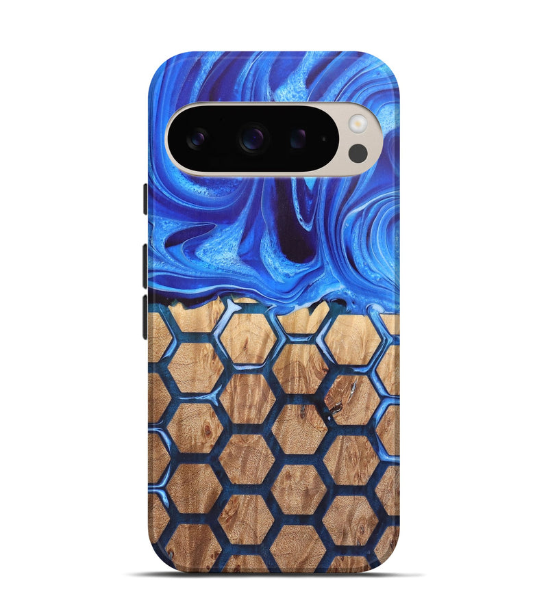 Pixel 9 Pro Wood Live Edge Phone Case - Jalen (Blue, 726614)