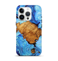 iPhone 15 Pro Wood Live Edge Phone Case - Neal (Blue, 726615)