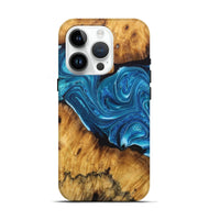 iPhone 15 Pro Wood Live Edge Phone Case - Aimee (Blue, 726617)