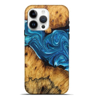 iPhone 15 Pro Max Wood Live Edge Phone Case - Aimee (Blue, 726617)