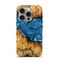 iPhone 16 Pro Wood Live Edge Phone Case - Aimee (Blue, 726617)