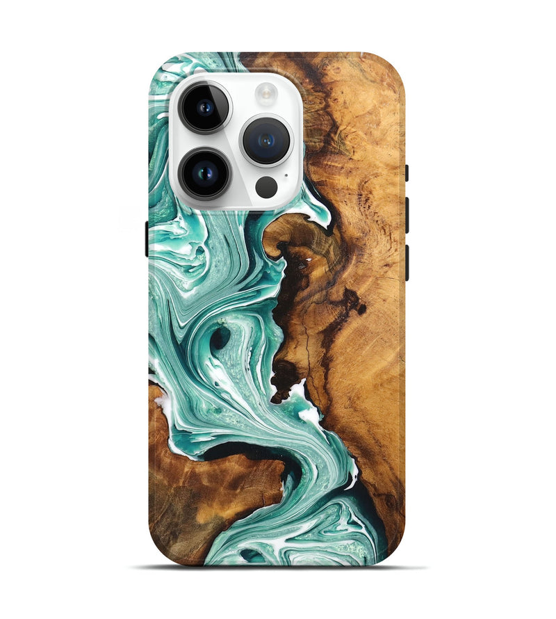 iPhone 15 Pro Wood Live Edge Phone Case - Leigh (Green, 726620)