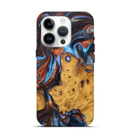 iPhone 15 Pro Wood Live Edge Phone Case - Kailey (Teal & Gold, 726621)