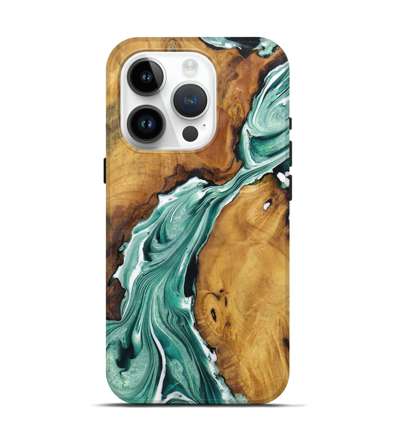 iPhone 15 Pro Wood Live Edge Phone Case - Mikaela (Green, 726644)