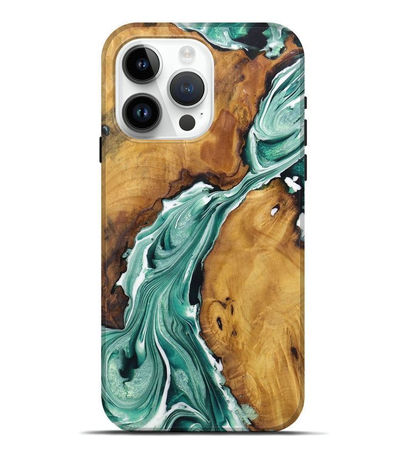 iPhone 15 Pro Max Wood Live Edge Phone Case - Mikaela (Green, 726644)