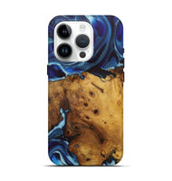 iPhone 15 Pro Wood Live Edge Phone Case - Felix (Blue, 726665)