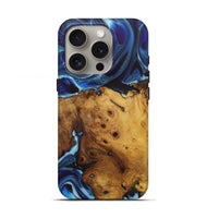 iPhone 16 Pro Wood Live Edge Phone Case - Felix (Blue, 726665)