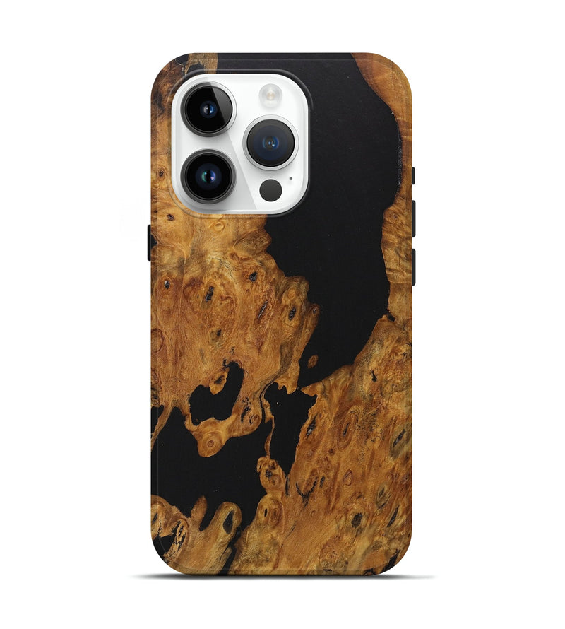 iPhone 15 Pro Wood Live Edge Phone Case - Talia (Pure Black, 726670)