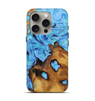 iPhone 16 Pro Wood Live Edge Phone Case - Rodney (Blue, 726673)