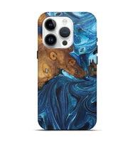 iPhone 15 Pro Wood Live Edge Phone Case - Jarrett (Blue, 726674)