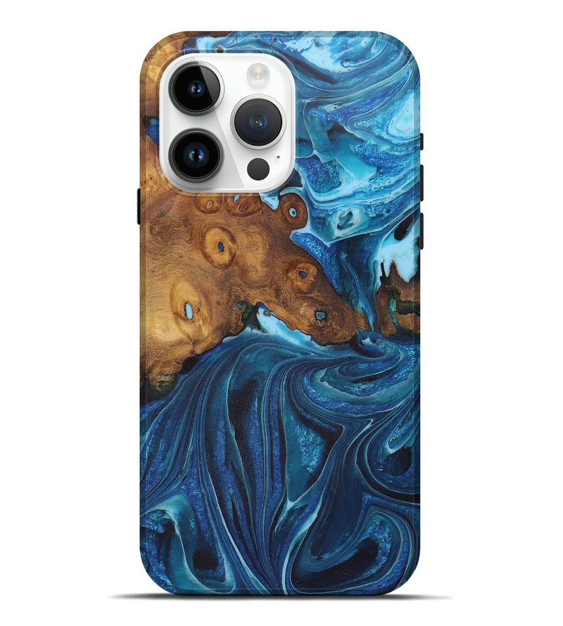 iPhone 15 Pro Max Wood Live Edge Phone Case - Jarrett (Blue, 726674)