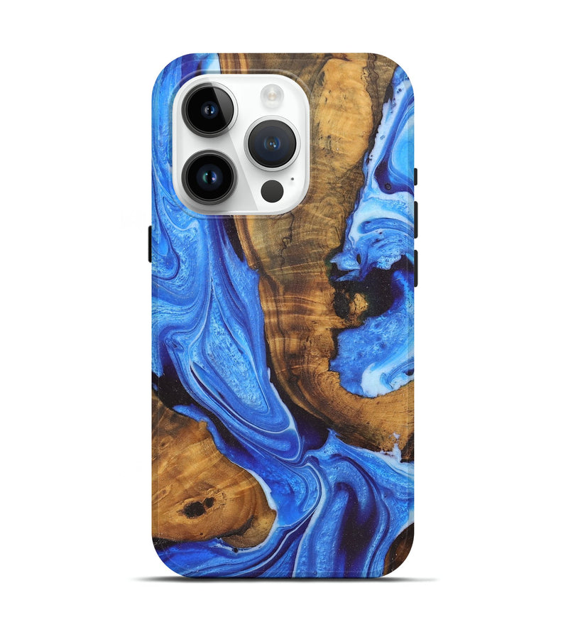 iPhone 15 Pro Wood Live Edge Phone Case - Xander (Blue, 726676)