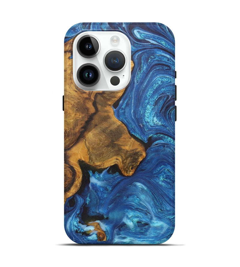 iPhone 15 Pro Wood Live Edge Phone Case - Kelsey (Blue, 726677)