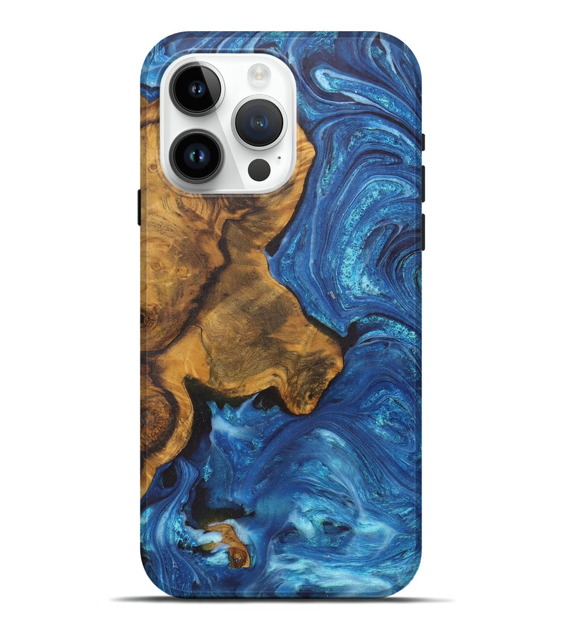 iPhone 15 Pro Max Wood Live Edge Phone Case - Kelsey (Blue, 726677)