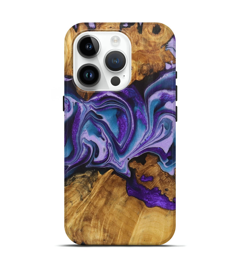 iPhone 15 Pro Wood Live Edge Phone Case - Johnny (Purple, 726682)